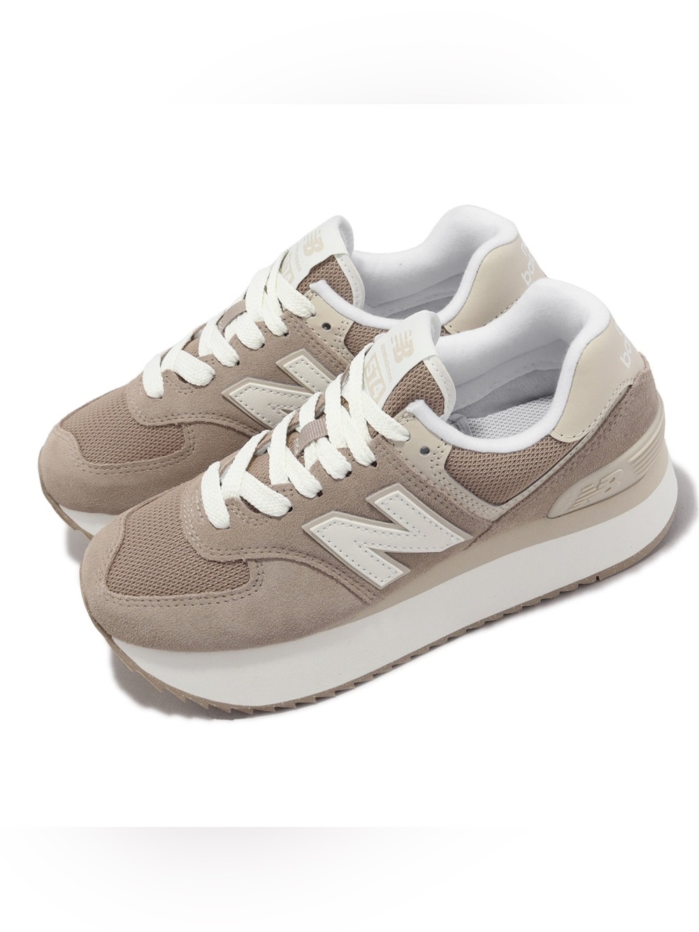 New Balance 574+ Platform Sneakers Brown Grey Driftwood Timberwolf WL574ZSM 10.5
